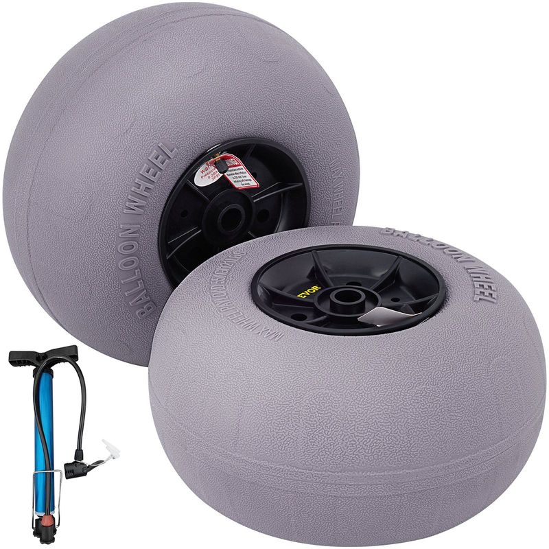 VEVOR Beach Balloon Wheels, 13" Replacement Sand Tires, TPU Cart Tires For Kayak Dolly, Canoe Cart And Buggy W/Free Air Pump, 2-Pack_voghion.com