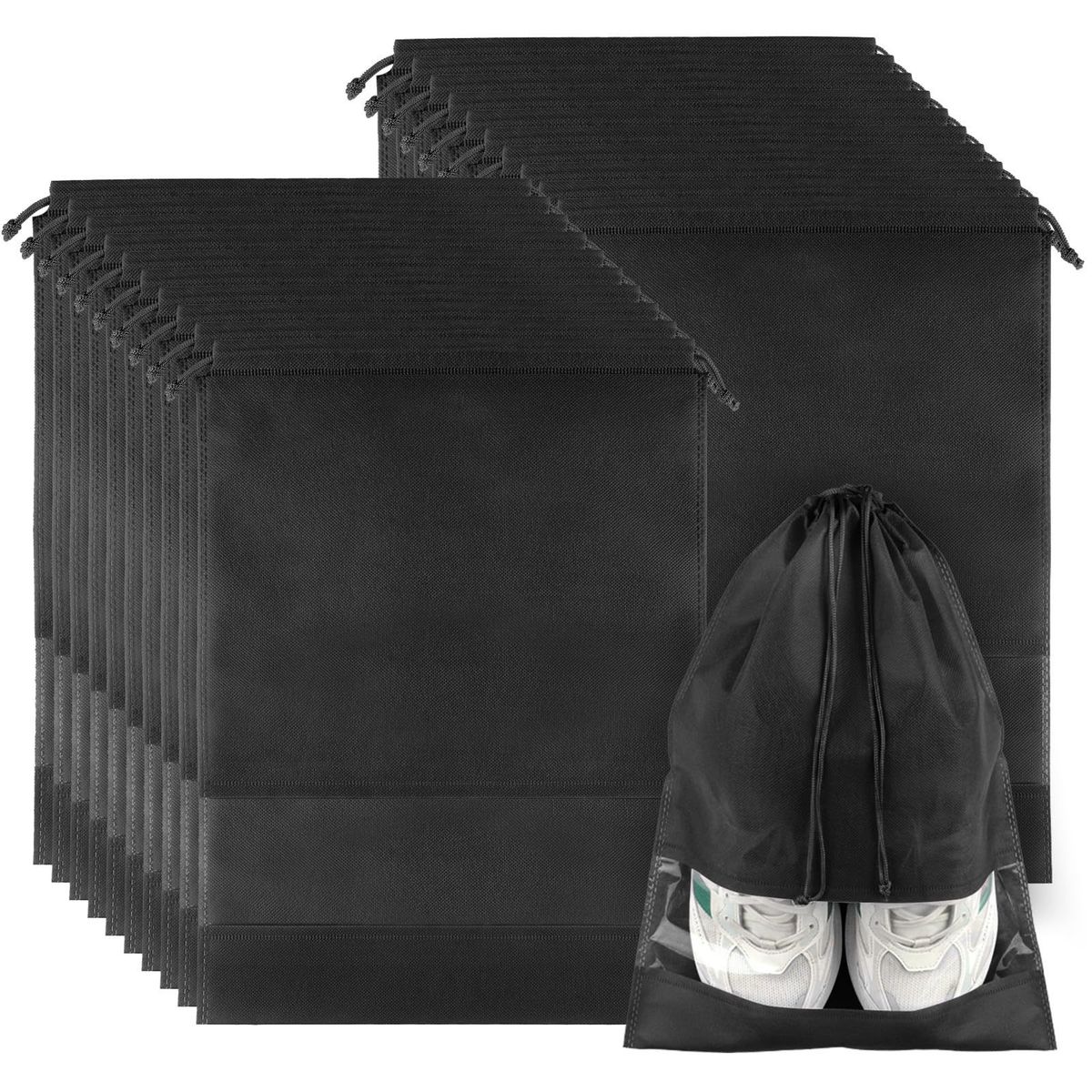 Shoe Racks & Organizers 12 Pack Large Bags For Packing With Clear Window Dustproof Drawstring Travel Shoe Storage_voghion.com