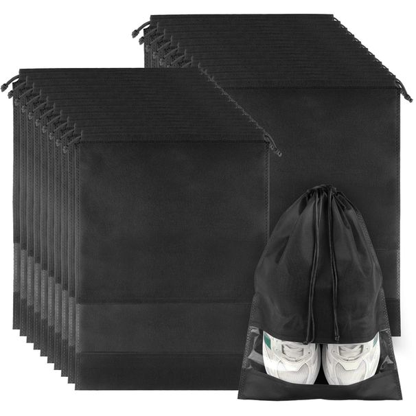 Shoe Racks & Organizers 12 Pack Large Bags For Packing With Clear Window Dustproof Drawstring Travel Shoe Storage_voghion.com