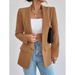 Women's Clothing autumn and winter solid color lapel small suit temperament commuter jacket_voghion.com