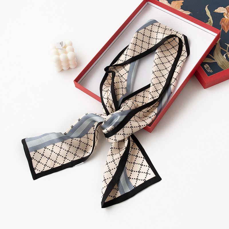 2024 Spring/Summer New Mulberry Silk Double sided Small Strip Versatile Shawl with Ribbon Narrow Scarf_voghion.com
