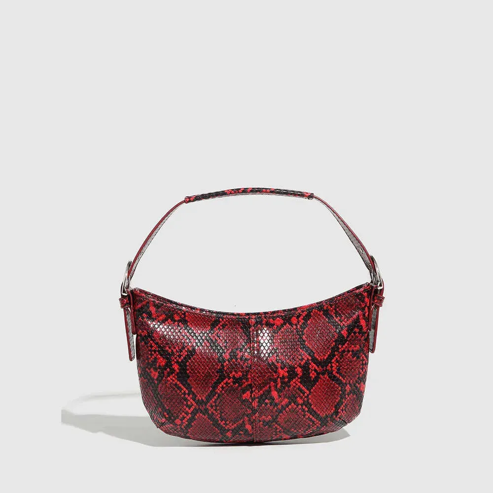 2025 New Adjustable Shoulder Strap Handbag Zipper Dumpling Snake Pattern Underarm Women's Bag Light Luxury_voghion.com