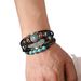 Multi-layer Beaded Cowhide Bohemian Style Women's Woven Alloy Feather Leather Bracelet Jewelry_voghion.com