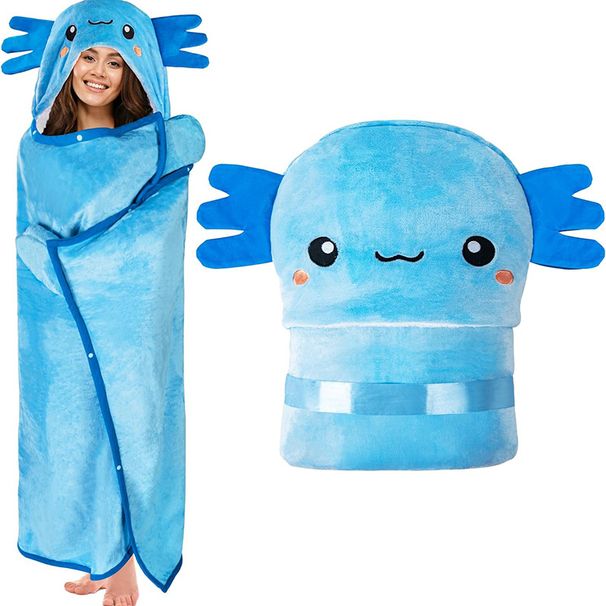 Dametøj Sødt afslappet hjemmetøj hætte fortykket varm lammekappe flannelsjal med hætte til kvinder badekåbe tæppe blæksprutte_voghion.com