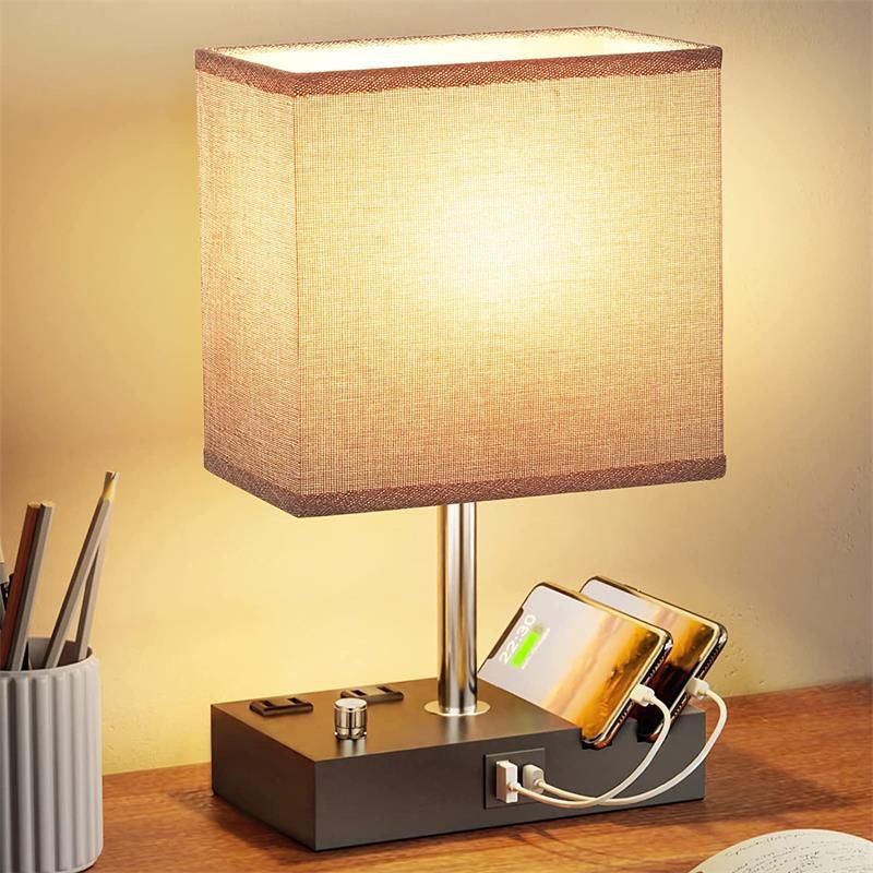 Northern style knob dimming decorative light mobile phone holder charging bedside minimalist bedroom desk lamp_voghion.com