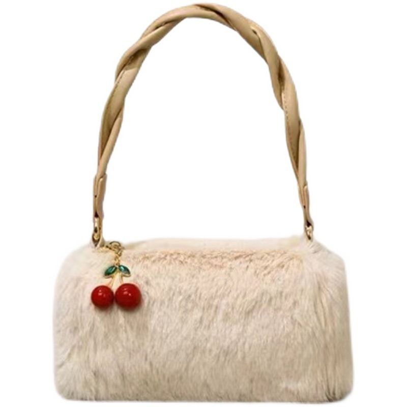 Autumn and Winter One Shoulder Handheld Fashionable Cherry Small Personalized 2024 New Versatile Plush Crossbody Bag for_voghion.com