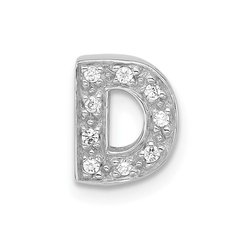 Sterling Silver Polished CZ Initial D Slide_voghion.com