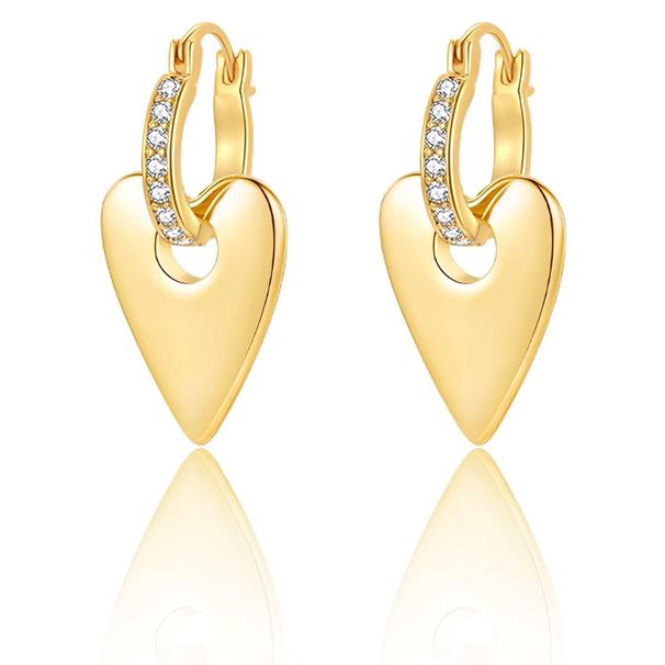 Unisex Echtgold-Messing-Galvanisierung, Persönlichkeitswerbung, Mode, Vielseitig, Leichter Luxusstil, Liebes-Zweifarben-Ohrringe_voghion.com