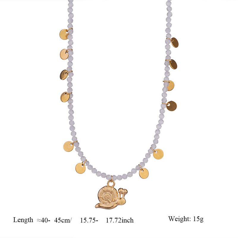 Fashion Personality Natural Stone Necklace With Stainless Steel Fish Pendant Exquisite Handmade Women's Necklace_voghion.com