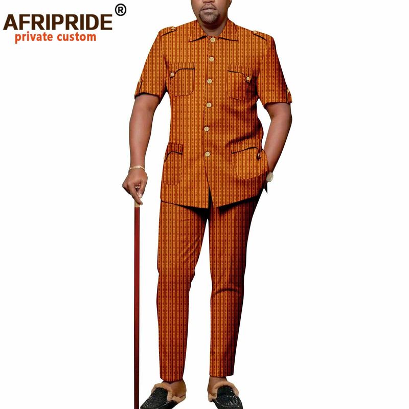 Ropa de hombre chaqueta + pantalones casuales de color sólido étnico africano para hombre_voghion.com