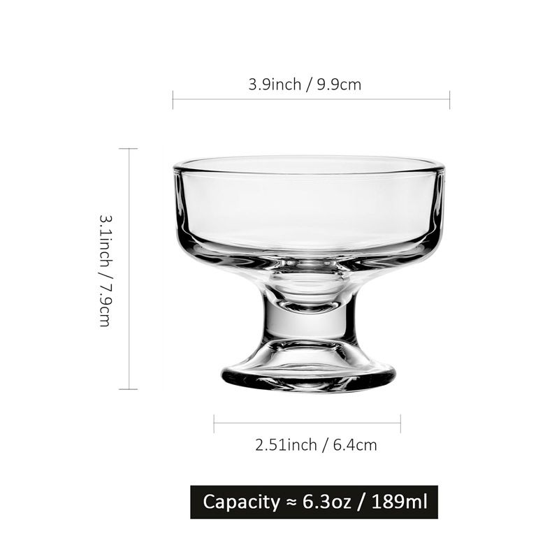 Mini tigelas de sorvete e sobremesa - Copos de vidro discretos e fofos para milk-shakes, chá de bolhas e iogurte (conjunto com 6, laváveis ​​na máquina de lavar louça)_voghion.com