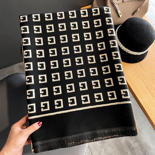 Women Scarf For Women Autumn And Winter Warm Internet Celebrity Double-sided Letters Version New Imitation Cashmere Shawl Scarf_voghion.com