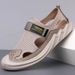 Large Size New Sandals Breathable Perforated With Sole And Soft Surface, One Foot Stepping Hollow Out Casual For Men,_voghion.com