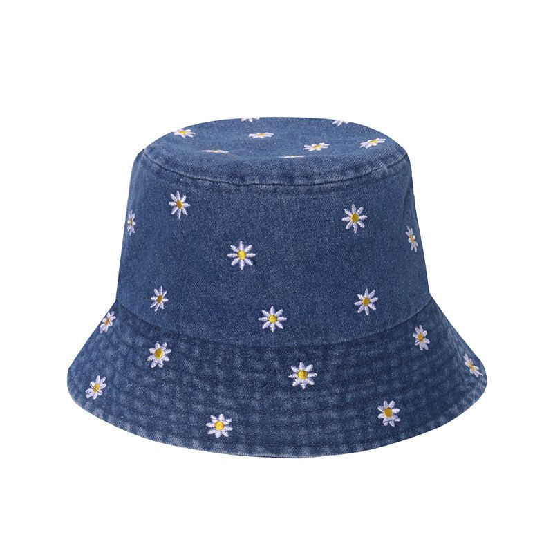 Spring/Summer New Pot Internet Red, Trendy And Versatile Sunshade Flower Embroidered Fisherman Hat, Women's Korean_voghion.com