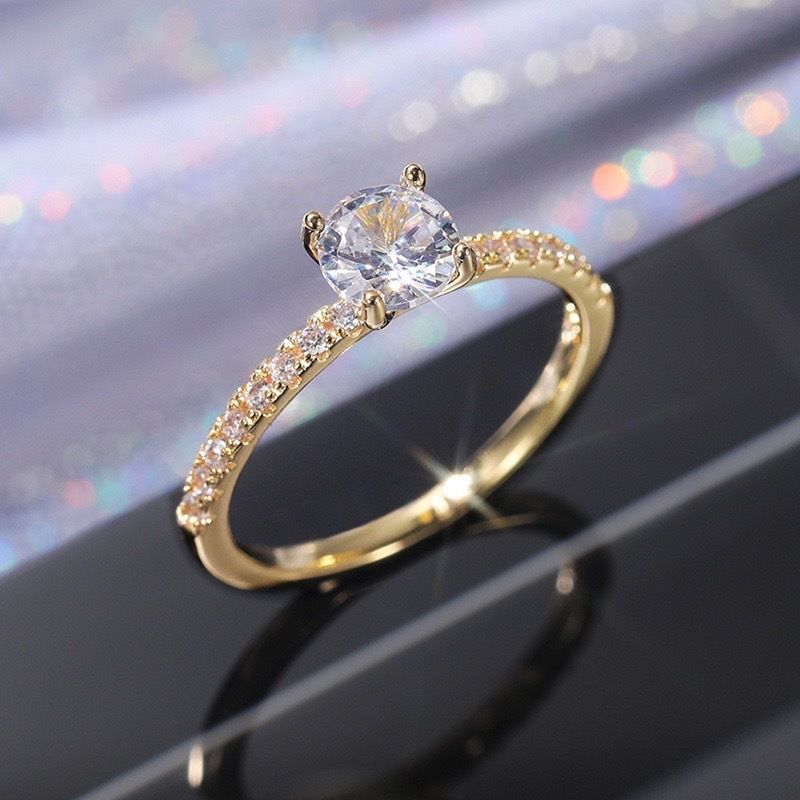 Mode Zirkon Engagement Damen Licht Luxus Kupfer überzogene Platin Diamant Ring_voghion.com