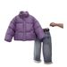Premium Fleece-Lined Lambskin Winter Coat For Girls - Thickened Puffer Jacket With High Collar, Zipper Closure (Purple/Pink/Black)_voghion.com