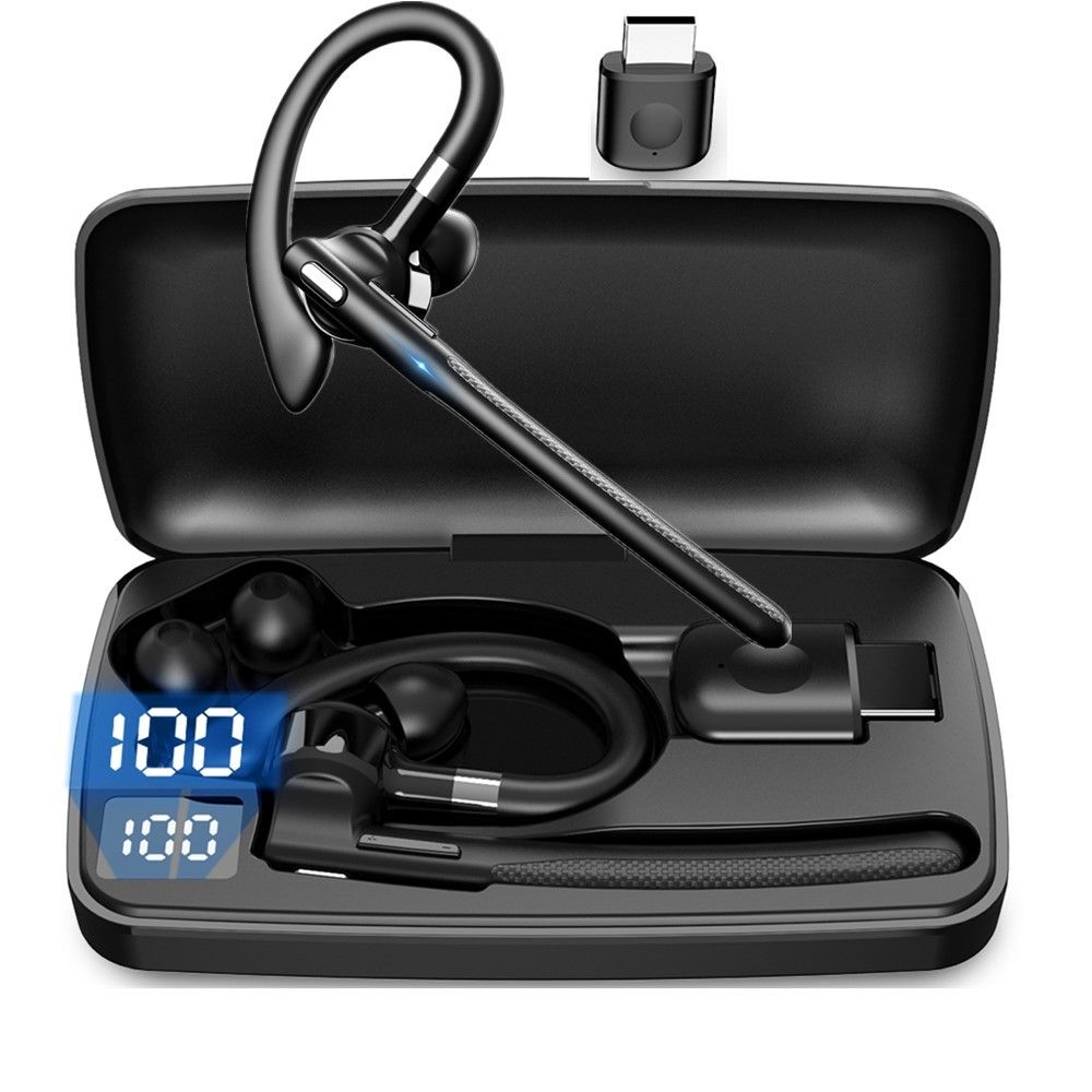 Drahtloses Bluetooth 5.4 Headset Kopfhörer Ohrhörer Freisprecheinrichtung Kopfhörer + Adapter_voghion.com