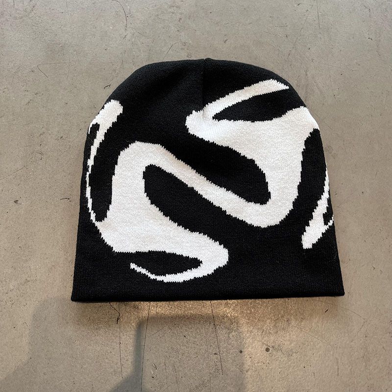 Gorro de lana americano, divertido y versátil, para mujer, para otoño e invierno, versión coreana, jersey de estilo urbano de moda._voghion.com