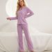 Women's clothing pajamas for women solid color long-sleeved cardigan trousers can be worn outside home clothes_voghion.com