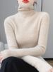 Grace Donna Maglione Slim Pullover Dolcevita Basic Cashmere Autunno Inverno 100% Lana Merino Maglieria Morbida Tops Filati di Alta Qualità_voghion.com