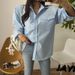 Korean chic 2024 spring/summer new style Frch elegant double pocket tie waist slimming lazy long sleeved shirt for_voghion.com