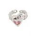 Anello di design di nicchia con zircone a forma di occhio di gatto con spina a forma di cuore rosa per donna, elegante e di alta qualità._voghion.com