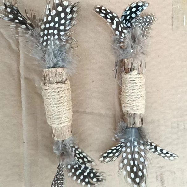 Mutianteo Feather Worm Gall Fruit Raffia Teaser Self-Entertainment Chew-Resistant Teeth Cleaning Grinding Stick Cat Toy_voghion.com