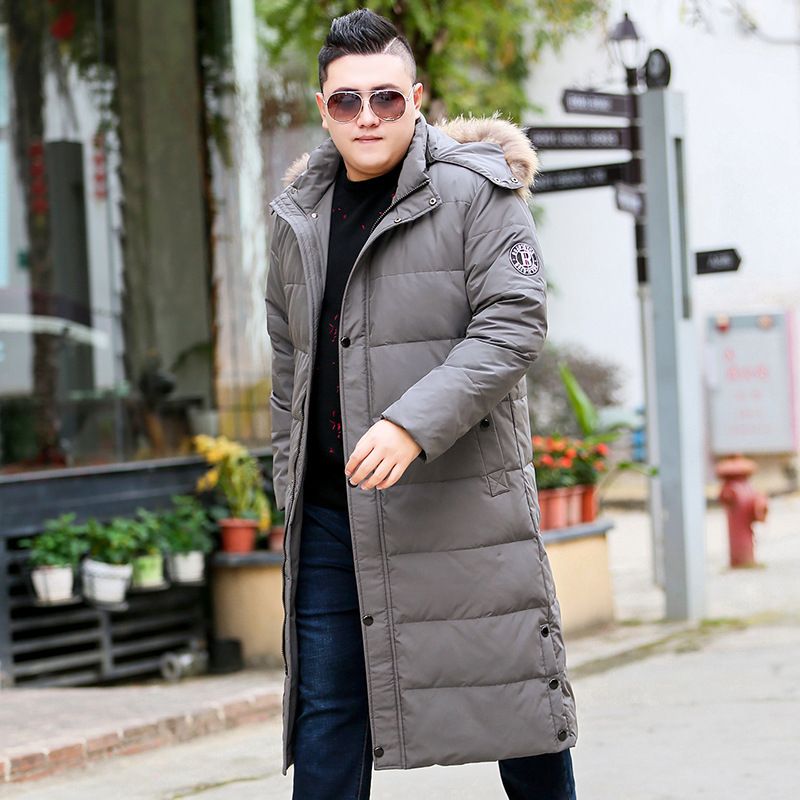 Daunenjacke für Herren in Übergröße, lang, über das Knie, Übergröße 300 Catties, dicke Winterjacke für Herren, extra groß, warm_voghion.com