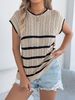 2025 Frühling Sommer Gestreiften Kabel Stricken Lose Beiläufige Pullover Urlaub Top frauen Mode_voghion.com