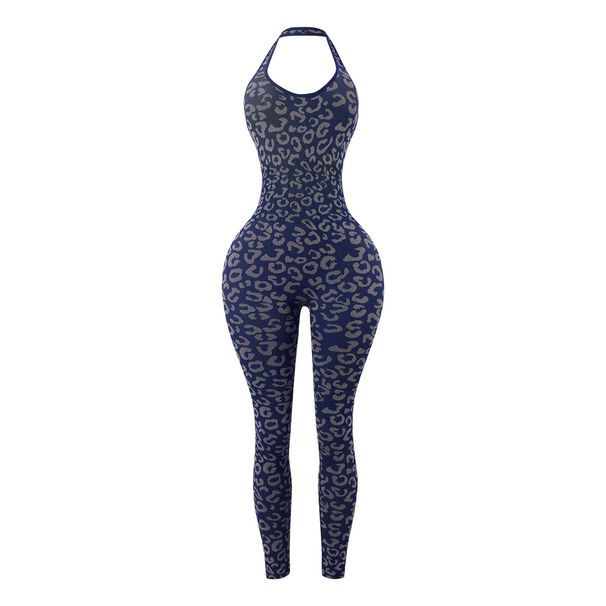 Pantaloni da yoga con stampa leopardata a vita alta da donna - Tuta elasticizzata per allenamento e corsa con design snellente e modellante_voghion.com