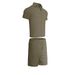 Men's Clothing Summer New Men's Solid Color Jacquard Shirt Casual Short Sleeved Shorts Two Piece Suit_voghion.com