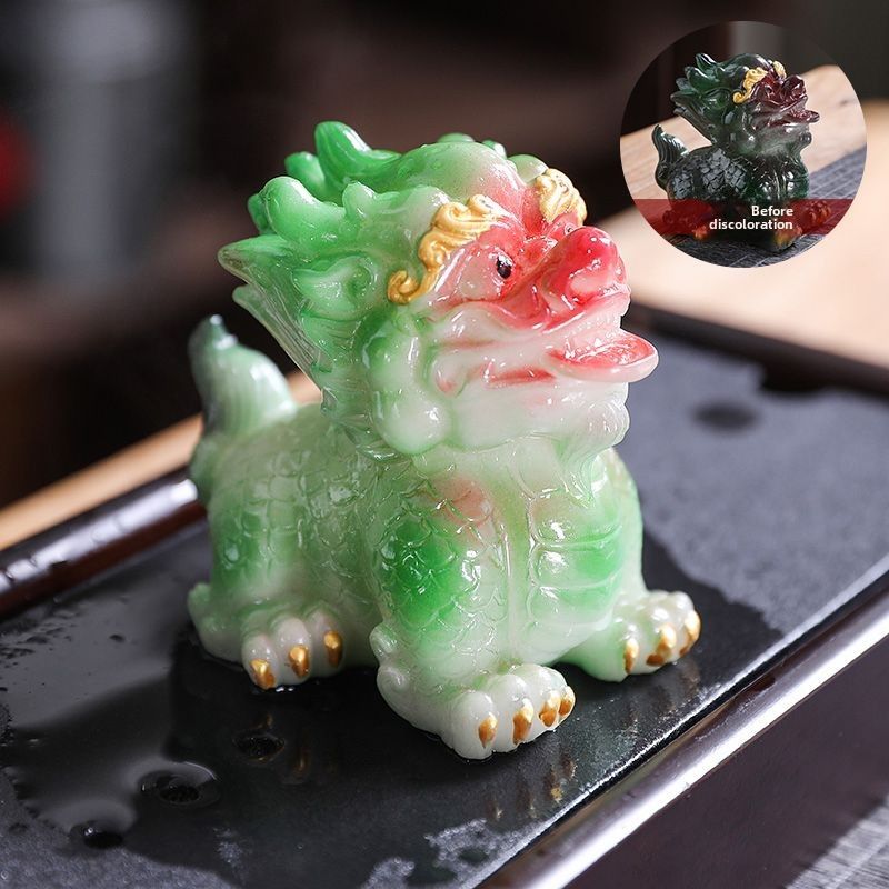 Nouvel ornement de dragon mignon et tendance changeant de couleur pour l'année, table de richesse, jouet porte-bonheur, animal de compagnie à thé pouvant être élevé_voghion.com