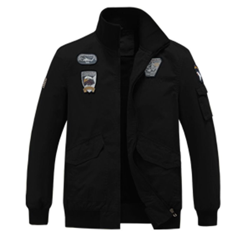 Herrenbekleidung Herren Vintage Arbeitsjacke mit Stehkragen und Stickerei – leichte und schwere Optionen in Schwarz, Khaki, Armeegrün_voghion.com