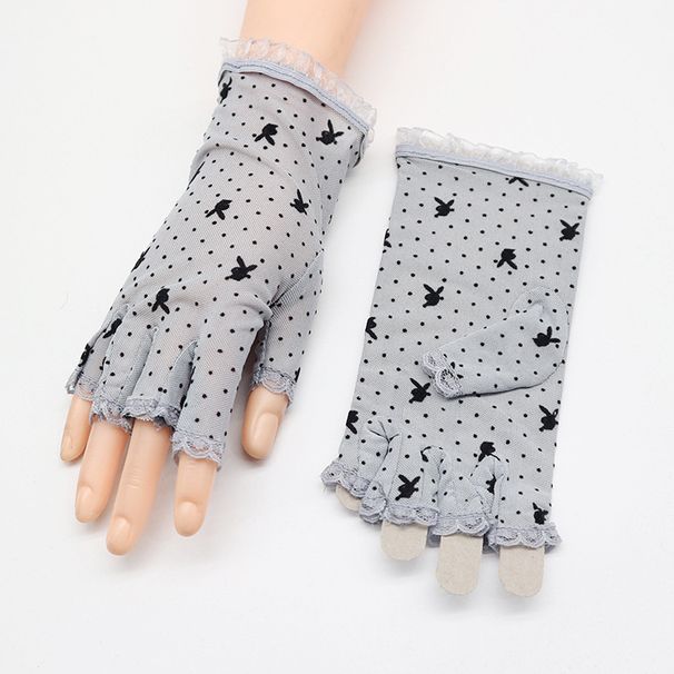 Guanti da guida a mezze dita protezione solare da donna sottili estivi all'aperto mezzo taglio ciclismo parasole equitazione pizzo corto all'ingrosso_voghion.com