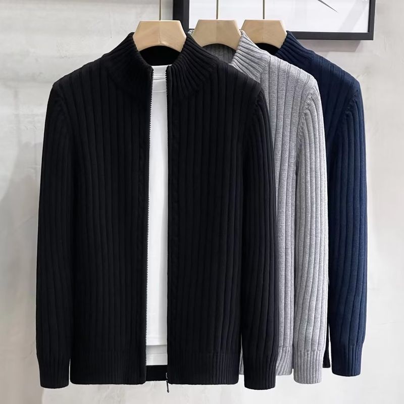 Men's Clothing Men's sweater cardigan outer wear loose zipper lapel sweater coat men's autumn and winter 2024 New_voghion.com
