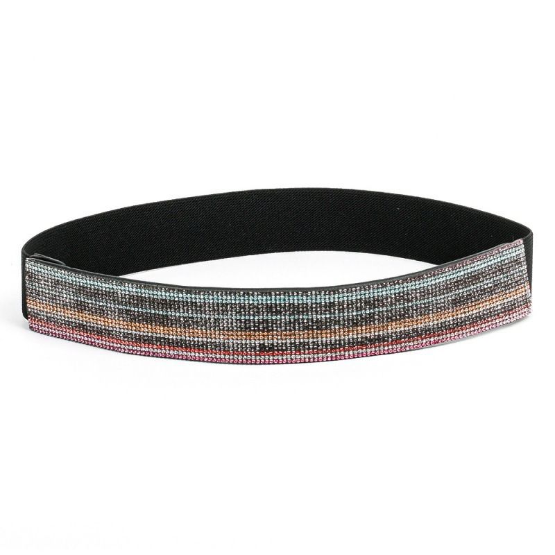 5CM tailleband met strass steentjes - elastische riem met volledige diamant_voghion.com