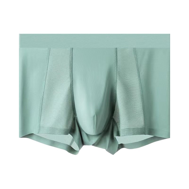 Sous-vêtements et vêtements de nuit pour hommes, boxer respirant en maille et soie glacée, fin, sans coutures, taille moyenne, séchage rapide, pour jeunes_voghion.com