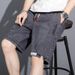 Short en jean coupe droite et décontractée pour homme, short de travail ample, short d'été en denim délavé effet vieilli_voghion.com