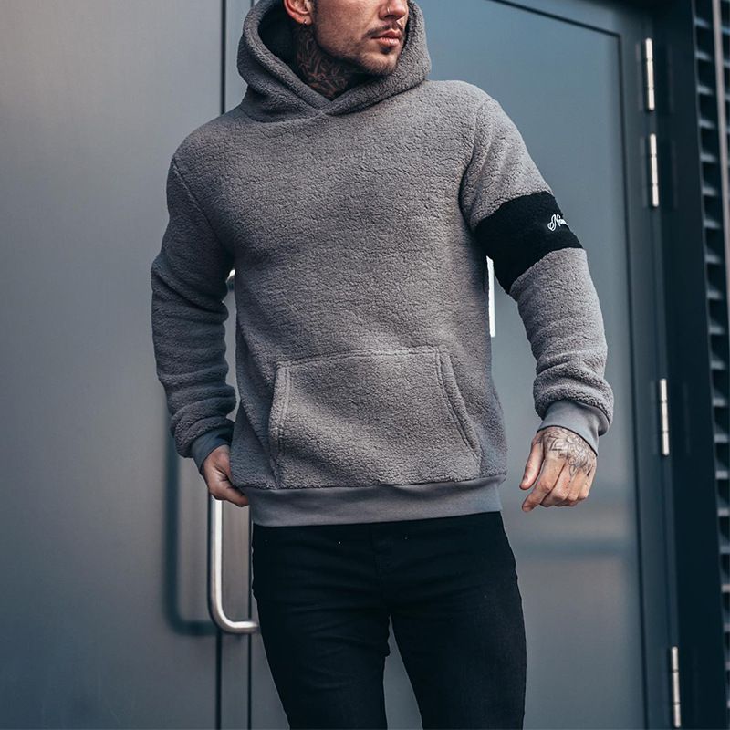 Herren-Kapuzenjacke mit Plüschoberteil und Kapuze_voghion.com