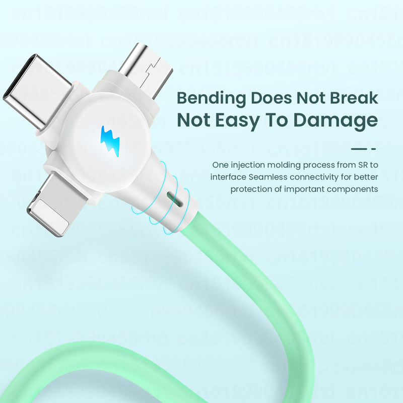 1/2m 3-in-1 USB data cable Micro USB/Type C/8 battery Kable for iPhone charger 6A 66W fast charging cable for_voghion.com