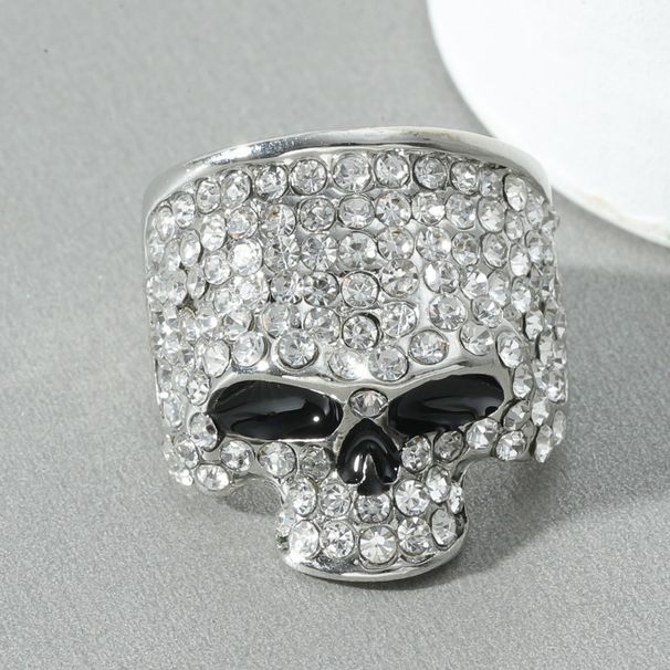 Unique Dark Gothic Style Creative Skull For Men Punk Hip Hop Full Diamond Ring_voghion.com