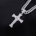 Ciondolo unisex in lega con croce e diamanti, da uomo, alla moda, stile rap hip hop, catena cubana_voghion.com