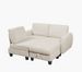 Beige White Corduroy Fabric Sofa With OTTOMAN_voghion.com