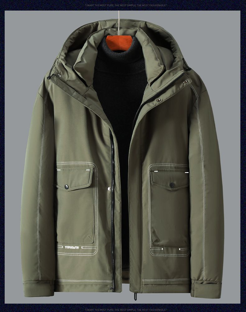 Giacca invernale da uomo taglie forti - Piumino spesso in poliestere con cappuccio (4XL-11XL, nero/verde) | Moda streetwear e fodera in acetato_voghion.com