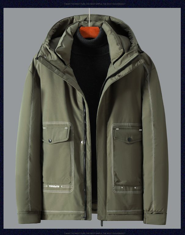 Giacca invernale da uomo taglie forti - Piumino spesso in poliestere con cappuccio (4XL-11XL, nero/verde) | Moda streetwear e fodera in acetato_voghion.com