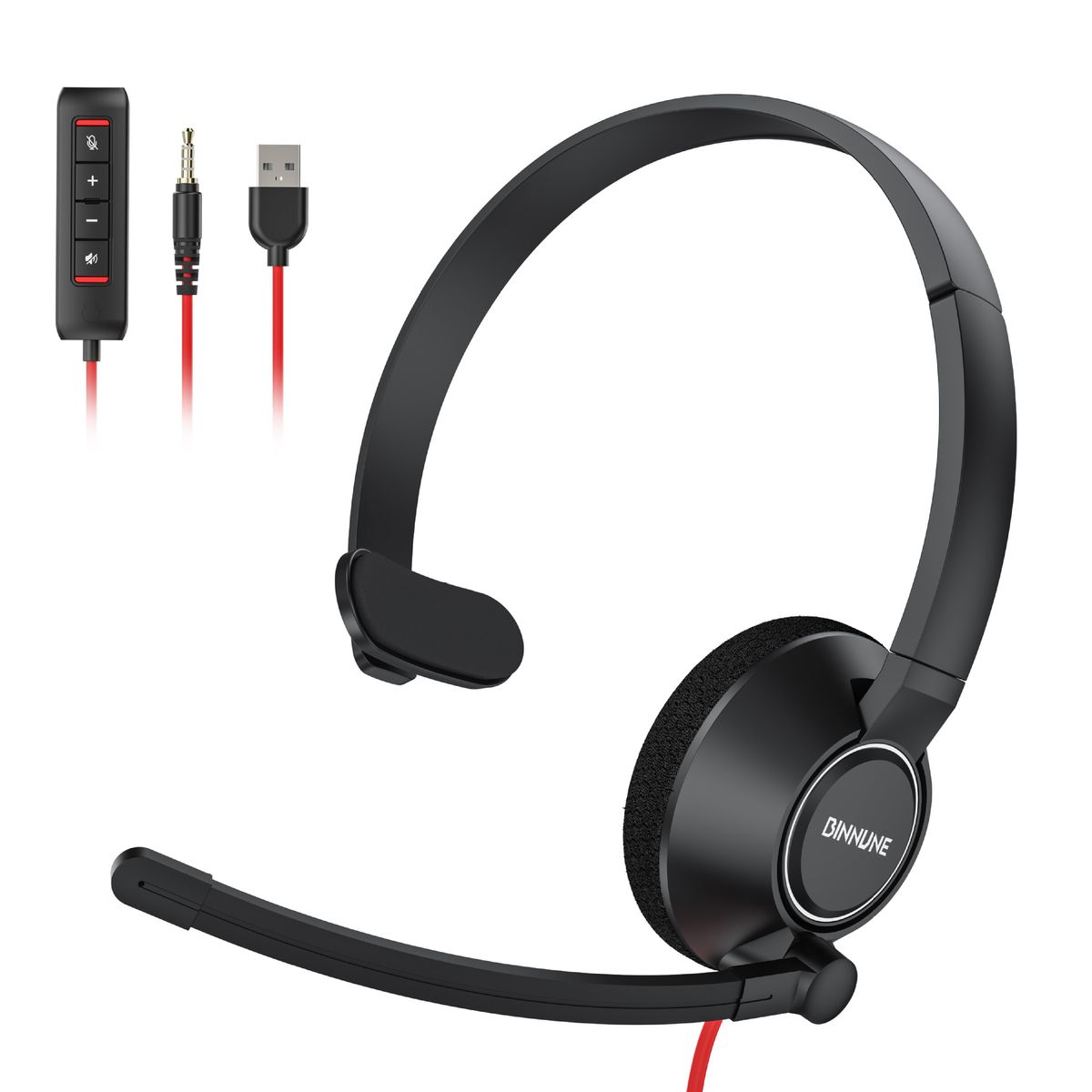 BH05 Lightweight Call Center Headset With Noise-Canceling Mic - Comfortable Over-Ear Office Headphones For Business, Aviation & Driving_voghion.com