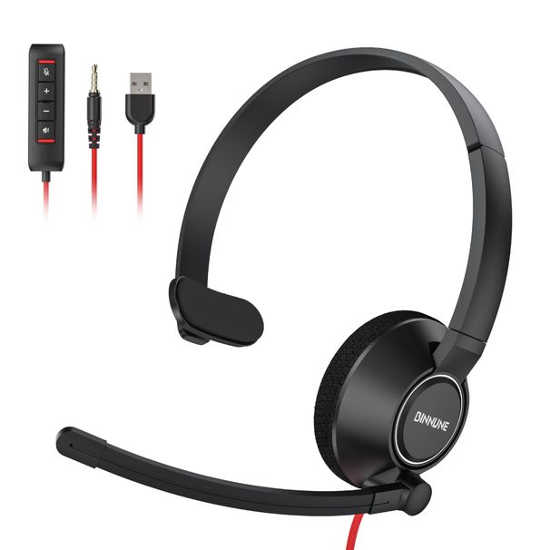 BH05 Lightweight Call Center Headset With Noise-Canceling Mic - Comfortable Over-Ear Office Headphones For Business, Aviation & Driving_voghion.com