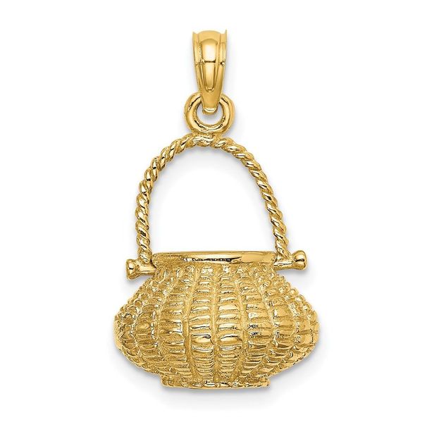 14K 3-D Moveable Handle Flower Basket Charm_voghion.com