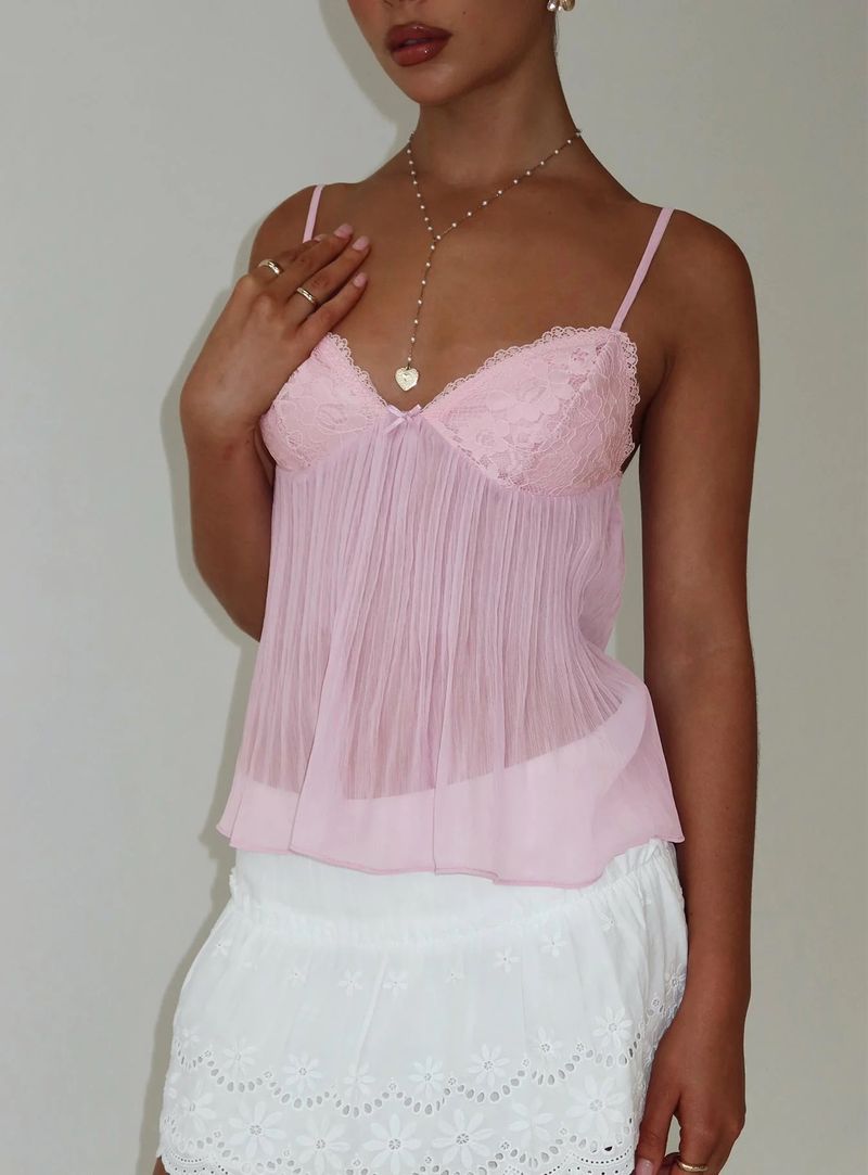 Y2K Lace Bow Cami Top For Women - Sweet & Sexy Summer Sleeveless Blouse In Chiffon, S/M/L"​_voghion.com