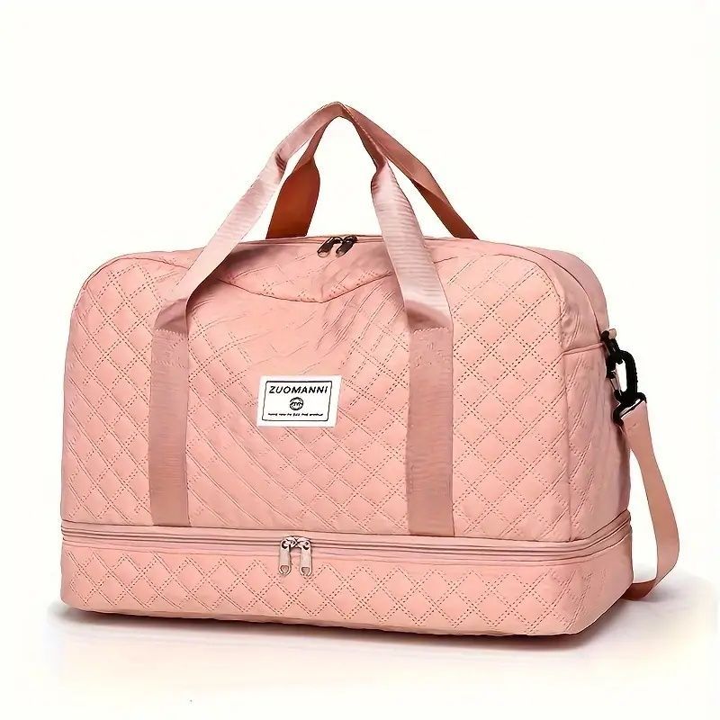 Travel Bag, Large Capacity Women's Fitness Bag, Luxurious Oversized Handbag, Fashionable And Practical Compartment Design, Multifunctional With Dry Wet Separation And Convenient Side Pockets_voghion.com